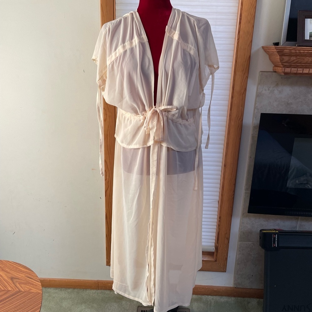 Sheer beige beach coverup
